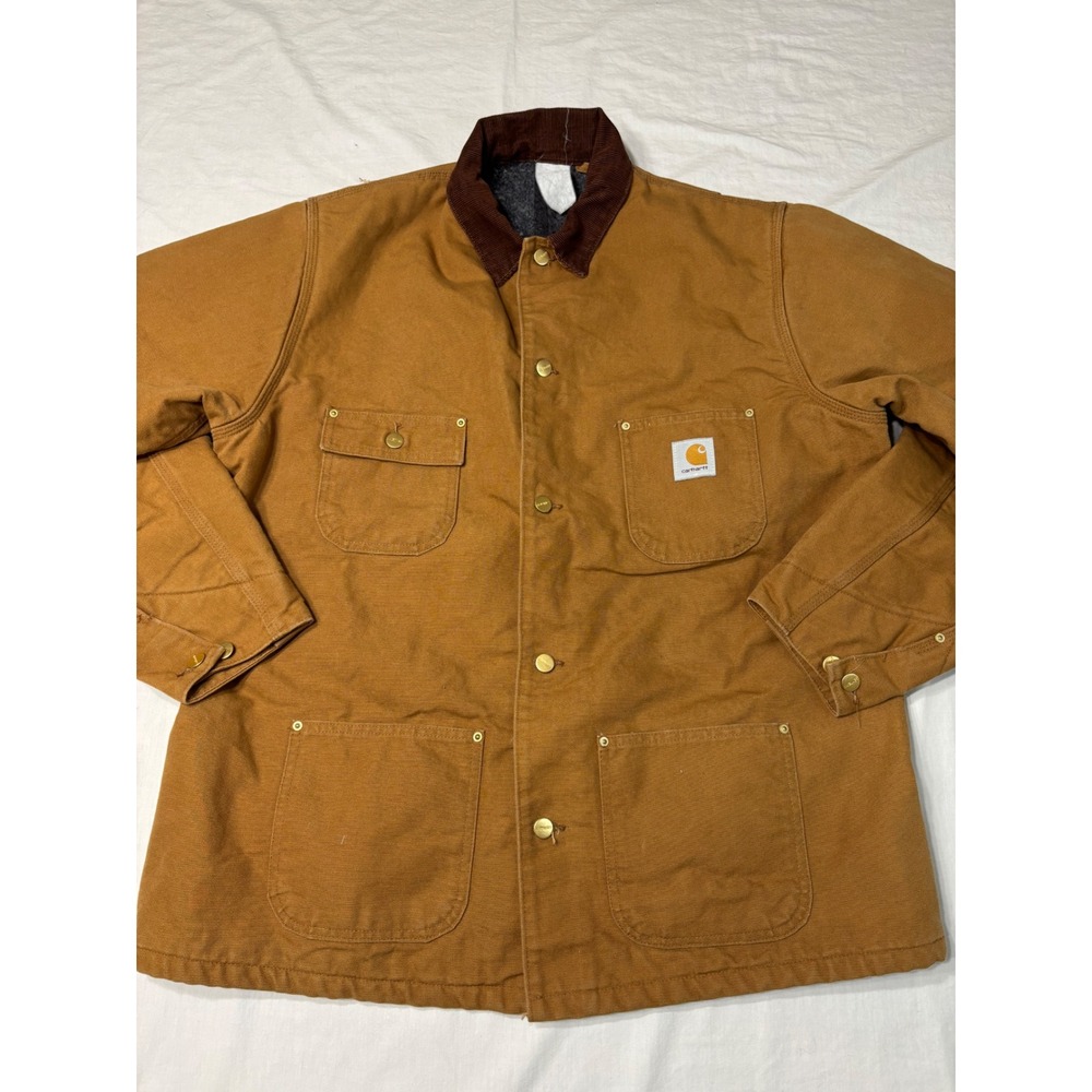 USA Made Carhartt Vintage Blanket Lined Chore Coat Brown Duck Canvas Jacket  2XL